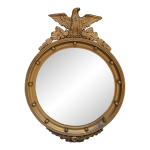 American Federal Style Giltwood Eagle Crest Convex Mirror, Mid-20th Century