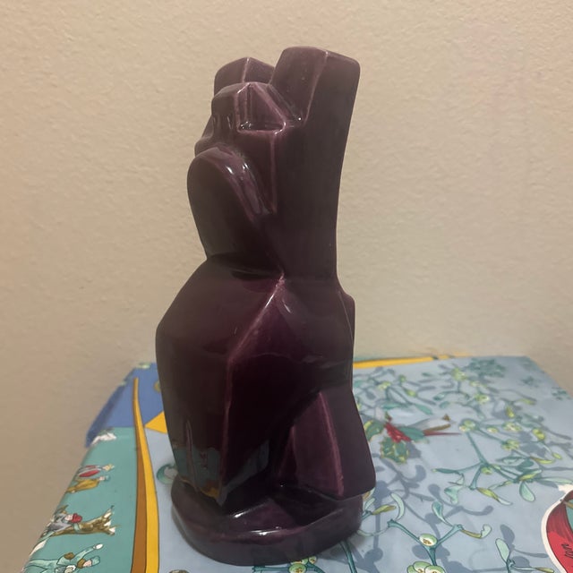Mid-Century Modern Art Deco Glossy Dark Purple Bulldog Statue - Mid Century Modern Style Barware Decor For Sale - Image 3 of 6