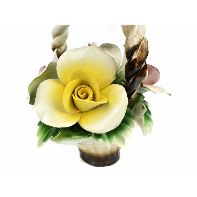 Ceramic Mid 20th Century Nuona Capodimonte Flower Basket Art For Sale - Image 7 of 10