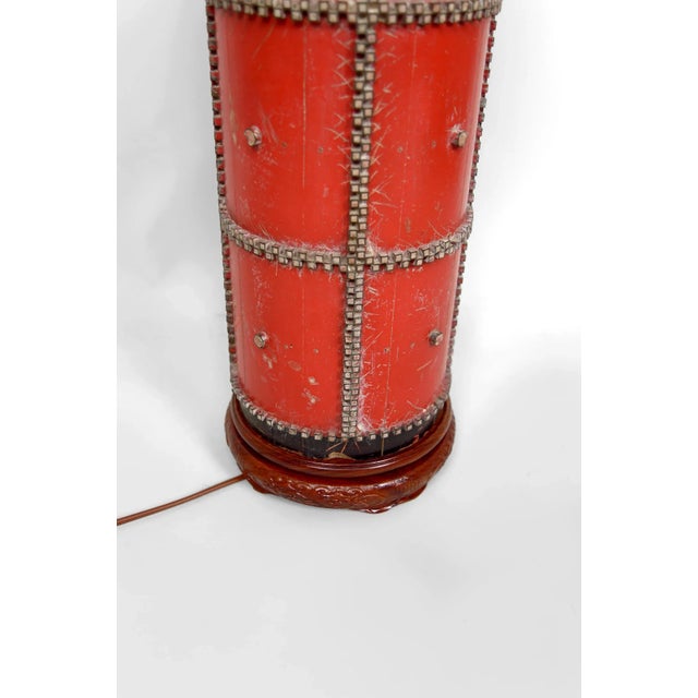 Wood Vintage Industrial Art Deco Printing Roller Lamp, 1920 For Sale - Image 7 of 13