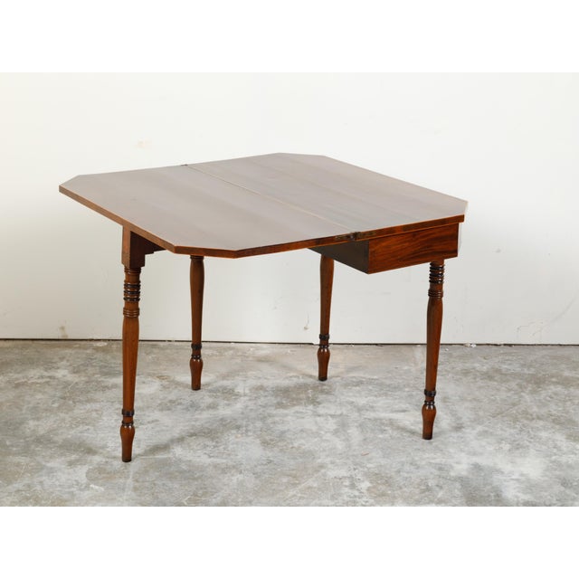 English Regency 1820s Lift Top Console Table with Turned Legs and Arrow Feet For Sale - Image 11 of 12