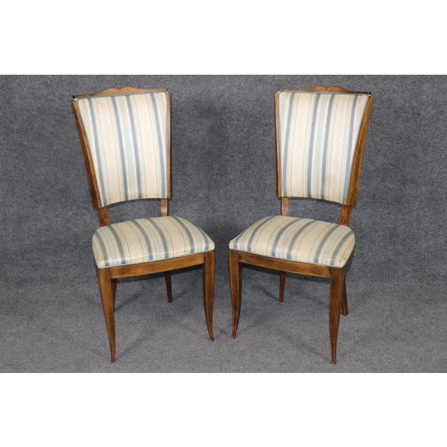 Art Deco 6 French Art Deco Mustache Back Dining Chairs Attributed to Jules Leleu For Sale - Image 3 of 15