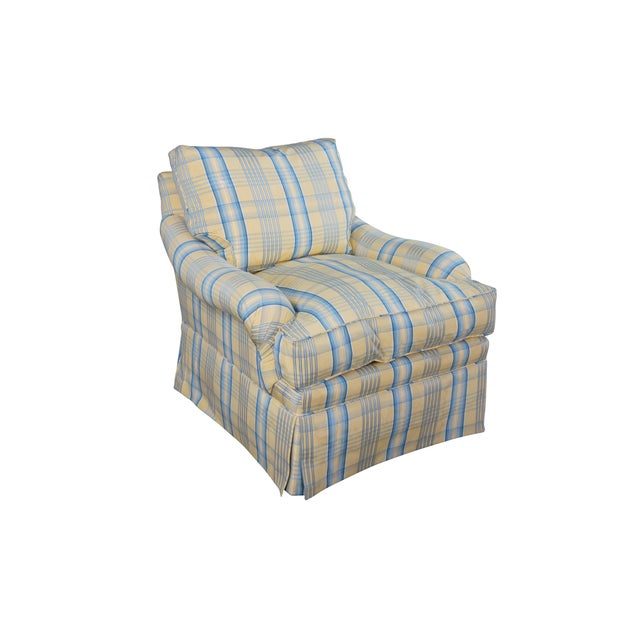 This vintage Swaim upholstered lounge chair delivers exceptional comfort and timeless traditional styling through its...