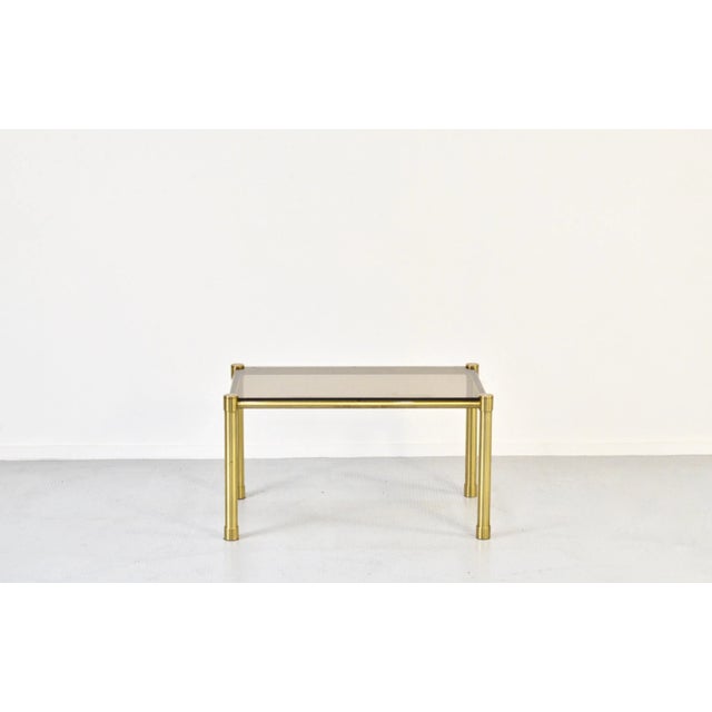 Tubular Brass and Smoked Glass Coffee Table, 1960s, in Very Good conditions. Designed 1970 to 1979
