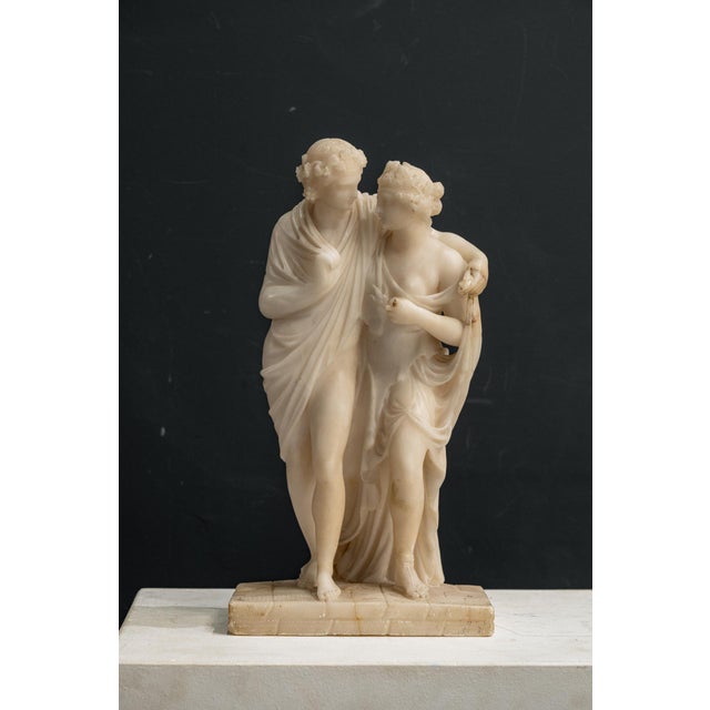 Cream Sculpture of Bacchus and Ariadne, Late 19th-Early 20th Century, White Marble For Sale - Image 8 of 8