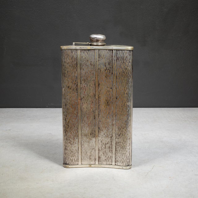 Early 20th Century Art Deco Monogrammed Nickel Silver Flask For Sale In San Francisco - Image 6 of 8