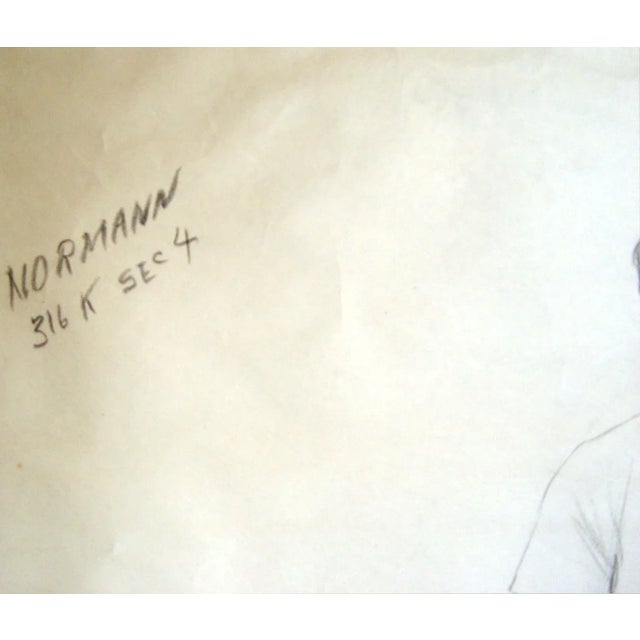 Mid-Century Modern 1950s Seated Charcoal Figural Study For Sale - Image 3 of 4