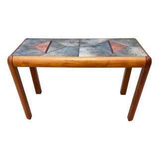 MCM Gangsø Møbler Slate Tile & Teak Console Table 1970s Danish Modern For Sale