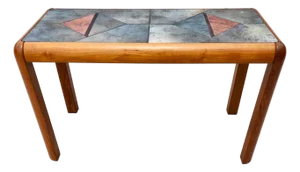 MCM Gangsø Møbler Slate Tile & Teak Console Table 1970s Danish Modern