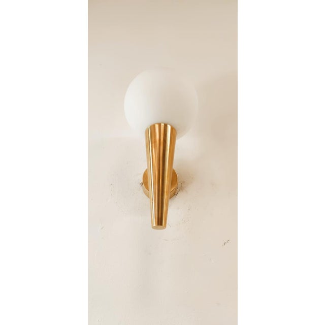 Brass Wall Light with White Sphere For Sale - Image 11 of 16