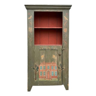 American Painted Pine One-Door Display Cupboard For Sale