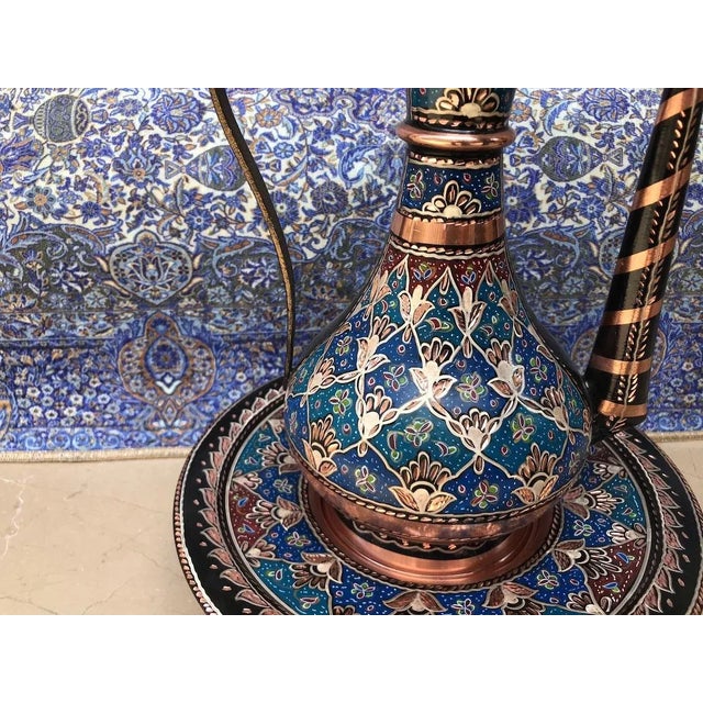 Turkish Handmade Inlaid Pitcher with Plate For Sale - Image 5 of 11