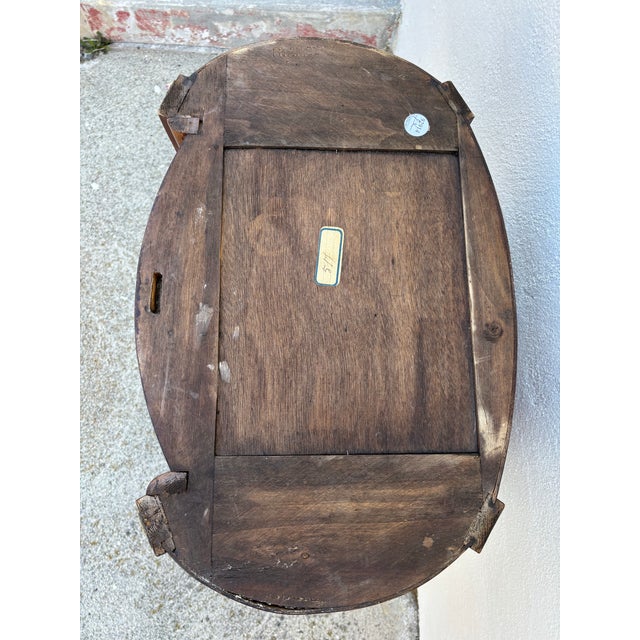 French Antique French Louis XV or Louis XVI Style Kidney-Shaped Marquetry Commode / Side Table With a Marble Top For Sale - Image 3 of 12