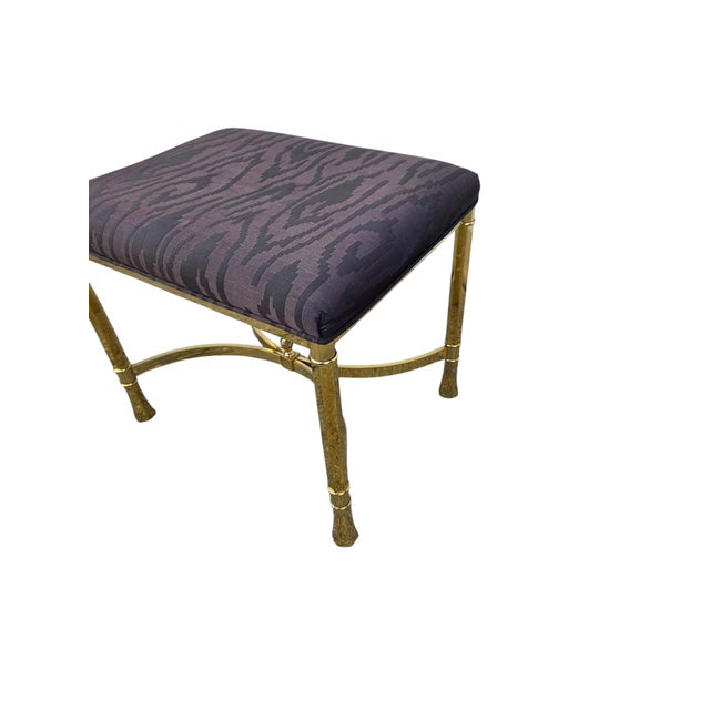 wonderful heavy brass Labarge stool in excellent condition. Minor wear on original upholstery. Please see photos as they...