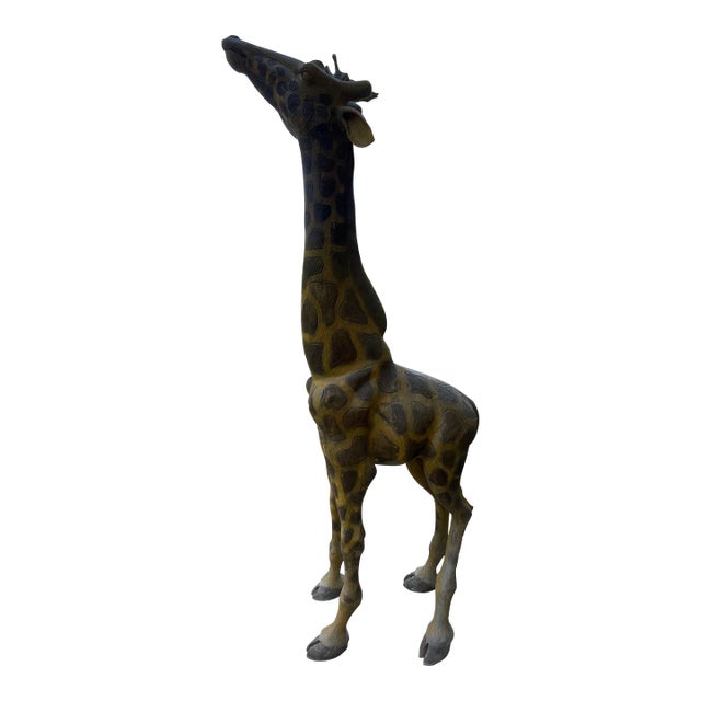 1970s Tall Painted Bronze Giraffe Statue 89” For Sale