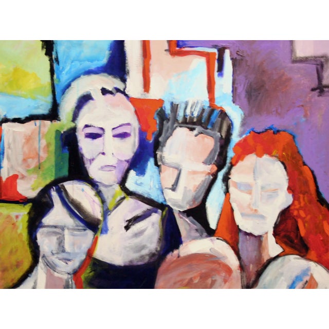"Old Friends" Contemporary Abstract Expressionist Figurative Oil Painting For Sale - Image 4 of 4