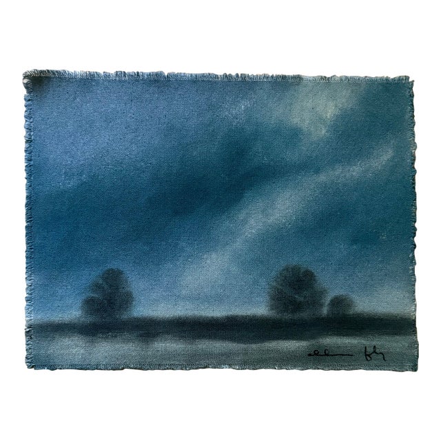 Watercolor Landscape Painting on Raw Canvas by Chelsea Fly For Sale