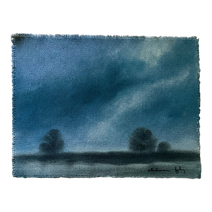 Watercolor Landscape Painting on Raw Canvas by Chelsea Fly