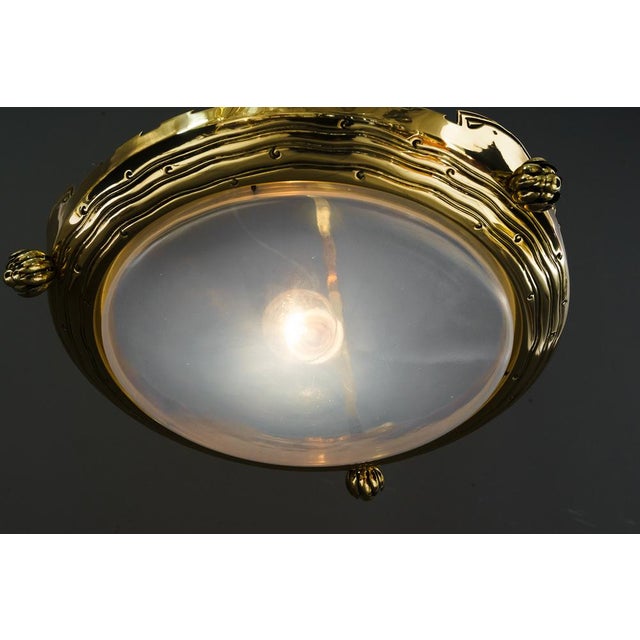 Art Deco Pendant Light with Palme Koenig Opaline Glass Shade, Vienna, 1920s For Sale - Image 3 of 18
