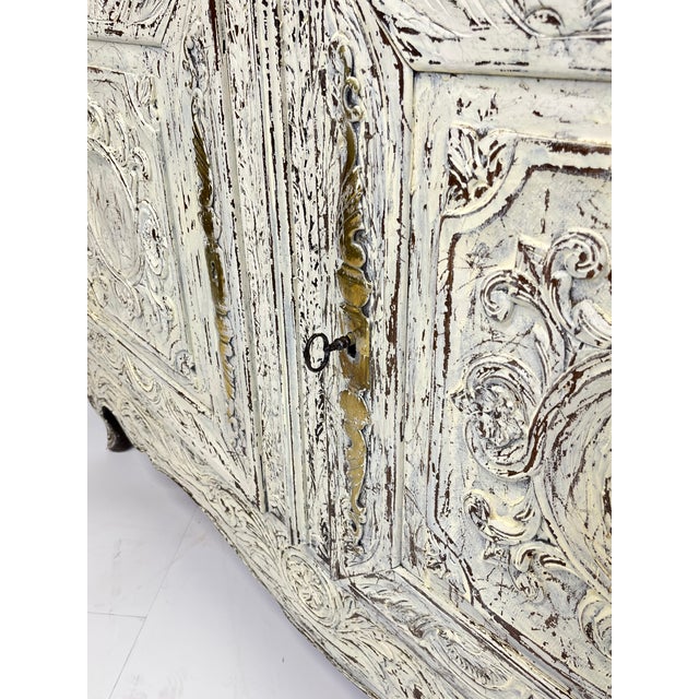 Period French Provincial Louis XV White Washed Credenza or Sideboard For Sale - Image 17 of 18