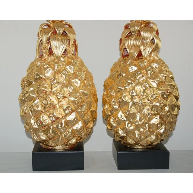 The Marbro Lamp Company Marbro Italian Ceramic Pineapple Lamps Gold For Sale - Image 4 of 12