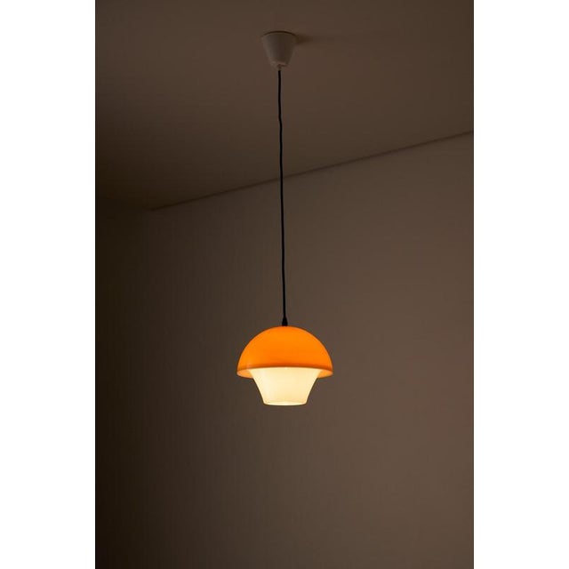 Yellow Cased Glass Mushroom Pendant, 1970s For Sale - Image 3 of 10