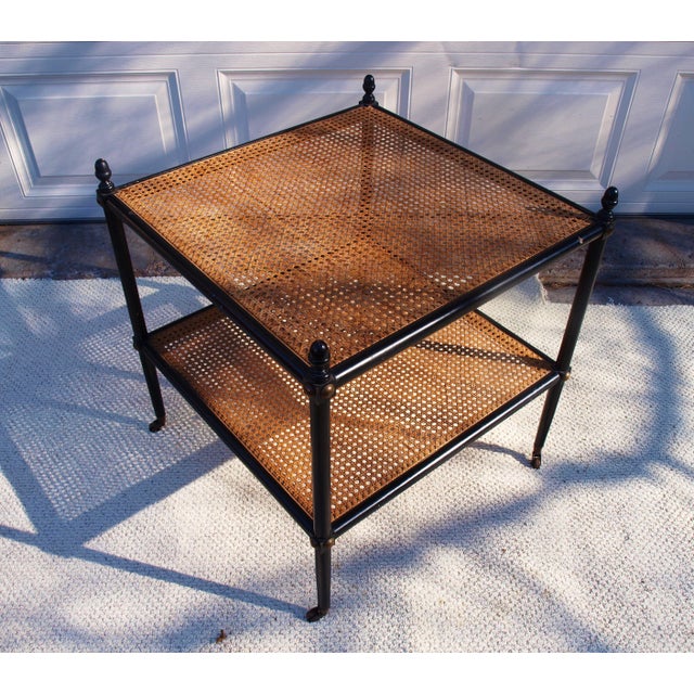 Ebonized Wood & Cane Side Table Chairish