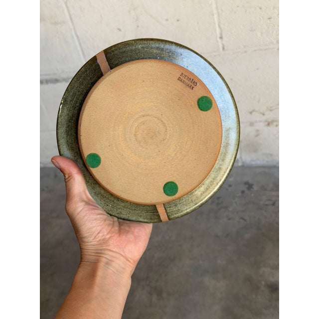 Danish Bjergård Green Ceramic Stripe Plate Mid-Century Modern 1960s For Sale - Image 4 of 10