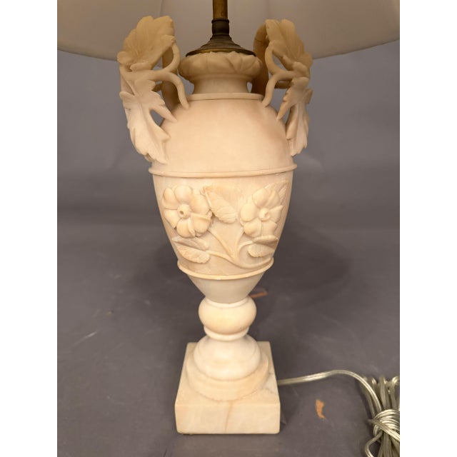 19th Century French Hand-Carved Marble Table Lamp With Floral & Grape Vine Motifs For Sale - Image 15 of 16