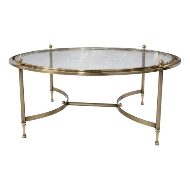 Vintage Brass and Glass Coffee Table, 1970s For Sale