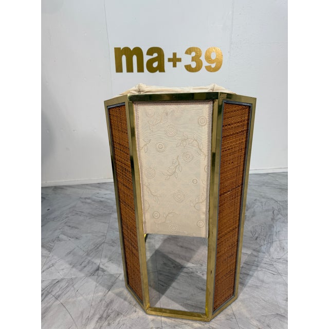 Marzio Cecchi Set of Six Marzio Cecchi Brass and Rattan Dining Chairs, Italy, 1970s For Sale - Image 4 of 12