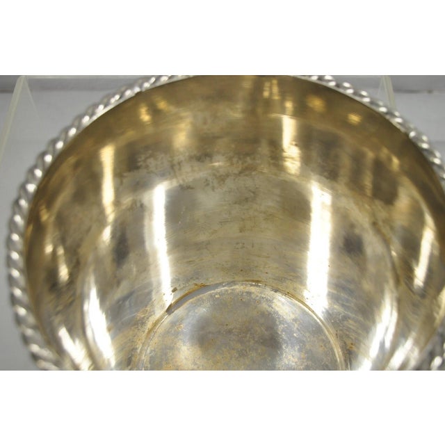 Metal Mid 20th Century Hollywood Regency Silver Plated Champagne Chiller Ice Bucket With Knot Handles For Sale - Image 7 of 12