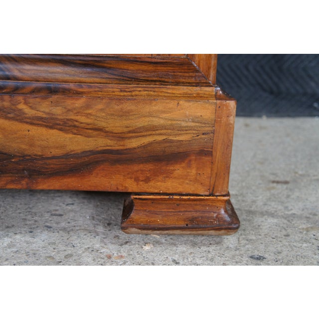 Antique 19th Century French Louis Philippe Walnut Burl Marble Top Commode Chest For Sale - Image 4 of 16
