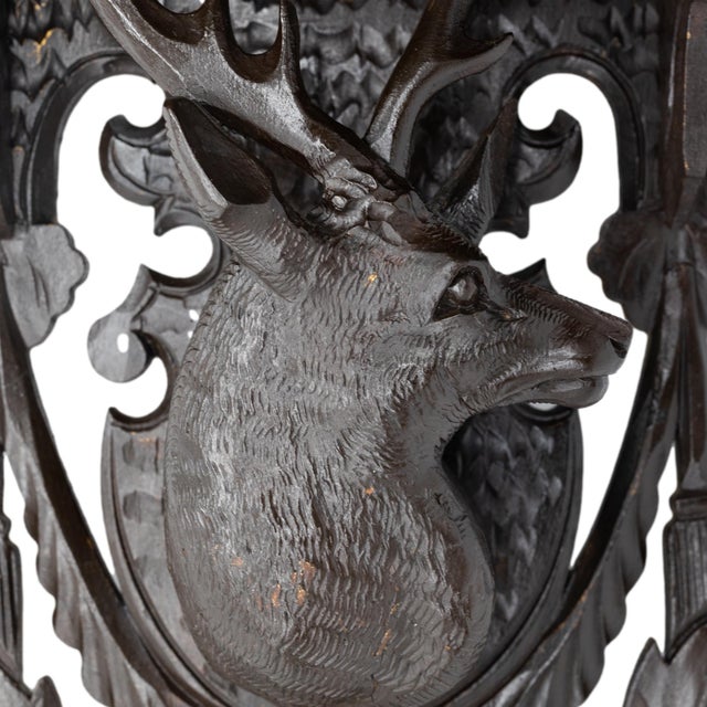 Black Forest Black Forest Carved Stag's Head Wall Shelf, Swiss, Ca. 1880 For Sale - Image 4 of 10