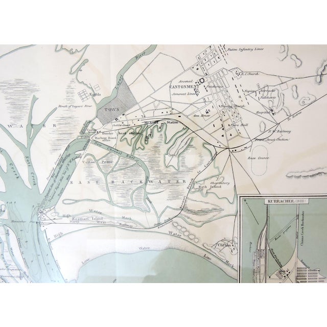 Late 19th Century Historical Navigational Map Of Kurrachee Pakistan 1888 By A Simon France Chairish