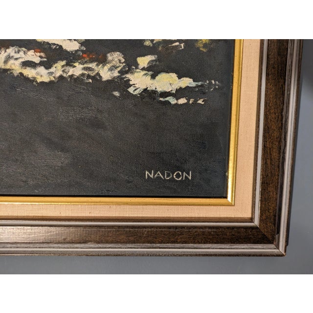 Late 20th Century Vintage Original Farm Barn Landscape Painting, Signed Nadon For Sale - Image 5 of 8