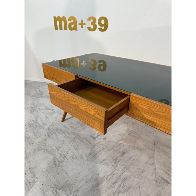 Italian 1990s Italian Desk With Dark Green Glass Top For Sale - Image 3 of 10