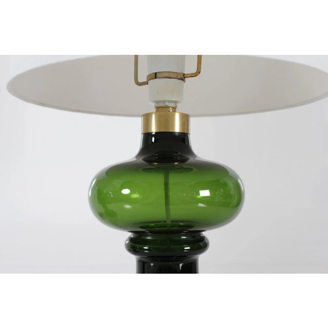 Textile Hand-Blown Green Glass Granny Lamps by Michael Bang for Holmegaard, Denmark, 1970s, Set of 2 For Sale - Image 7 of 11