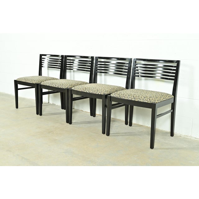 Mid-Century Modern Knoll Postmodern Black Lacquered Ricchio Dining Chairs, Set of Four For Sale - Image 3 of 13