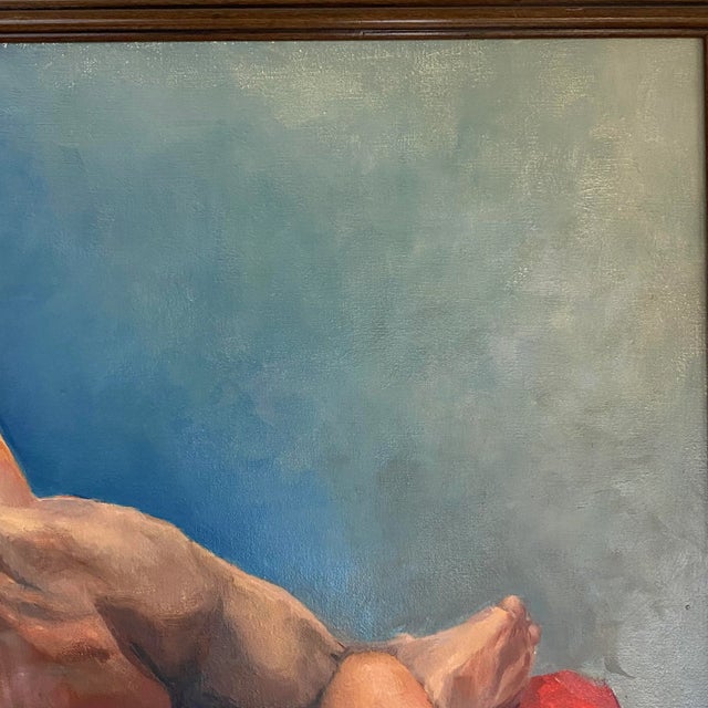 Blue 1984 Linda Kolar "Brian" Male Nude Oil Painting For Sale - Image 8 of 13
