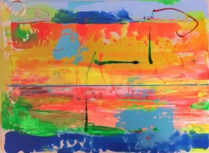 “Beach Vibes” Contemporary Abstract Expressionist Acrylic Painting by Stephen Stilgenbauer