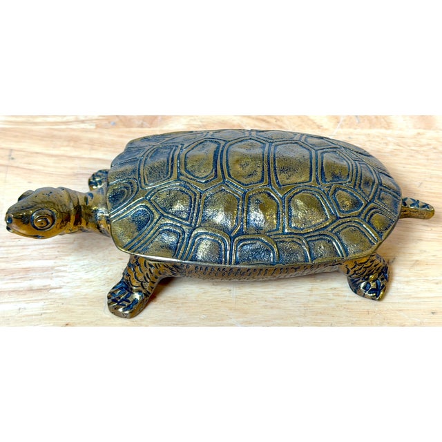 Italian Mid-Century Gilt & Patinated Bronze Turtle Hinged Box, circa 1960s This finely modeled Italian mid-century turtle...