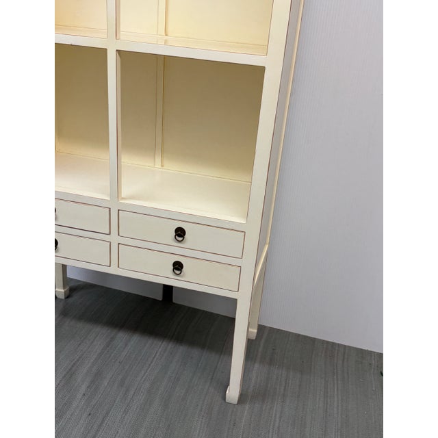 Chinoiserie Zen Ivory Finish Bookcase For Sale - Image 11 of 12