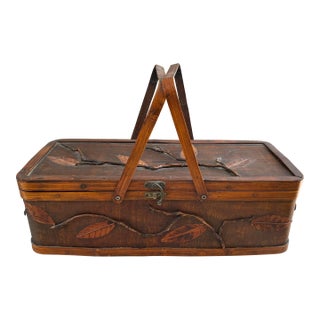 Split Bamboo Decorative Lidded Basket For Sale