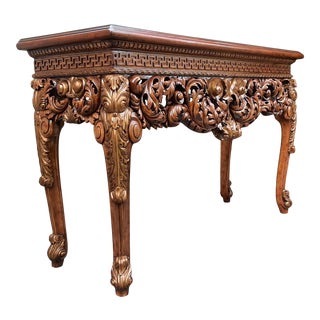Vintage Theodore Alexander Althorp Carved Wood Gilded Console Table For Sale