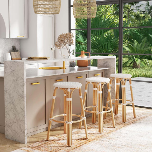 Evoking images of sidewalk tables in the Cote d'Azur, barstools like this will give your kitchen or patio the casual...