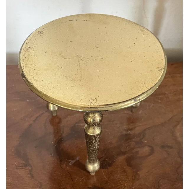 Antique 19th Century English Victorian Miniature Brass Tripod Table Trivet or Candle Riser Stand For Sale - Image 14 of 18
