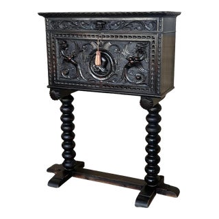 20th Century Spanish Baroque Style Cabinet on Stand, Bargueno or Varqueno For Sale