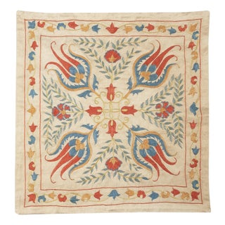 20"x20" 100% Silk Cushion Cover. Modern Lace Pillow. Embroidered Toss Pillow For Sale