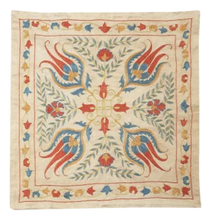 20"x20" 100% Silk Cushion Cover. Modern Lace Pillow. Embroidered Toss Pillow